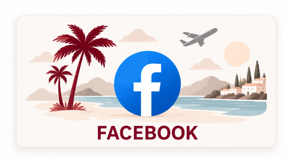 Logo Facebook mit Urlaubsflair